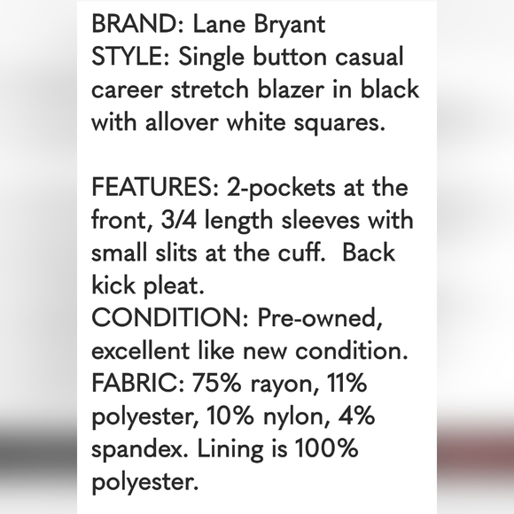 Lane Bryant Black & White Polka Dot Blazer, 26 - Picture 11 of 11